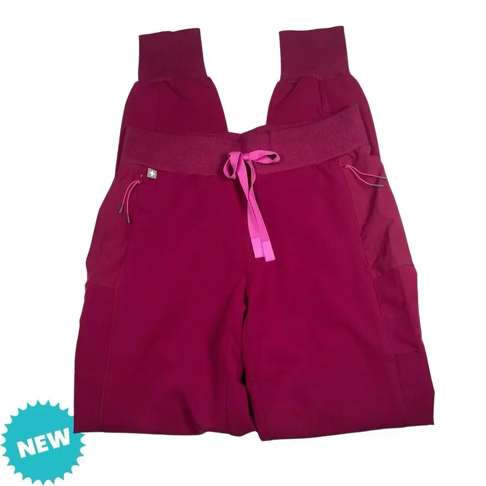 Figs Scrub Pants Women's XXS Tall Boston Slim Jogger NWT Medical Dark Pink